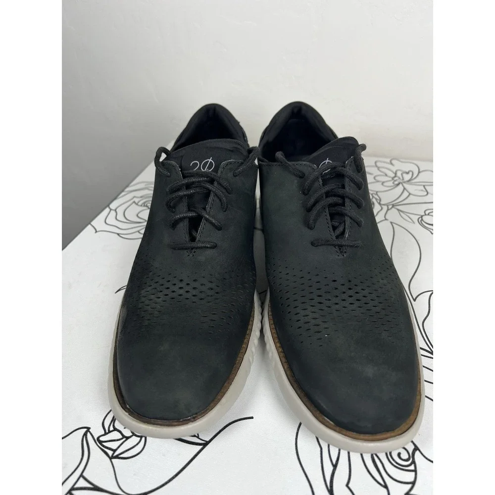 Cole Haan Men's 2 Zerogrand Lined Laser Wingtip Black Nubuck Leather - Size 7.5